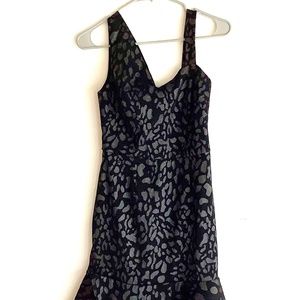 Laundry BY Shelli Segal Dress Women Sz 2 Black Midi Asymmetric Special Occasion